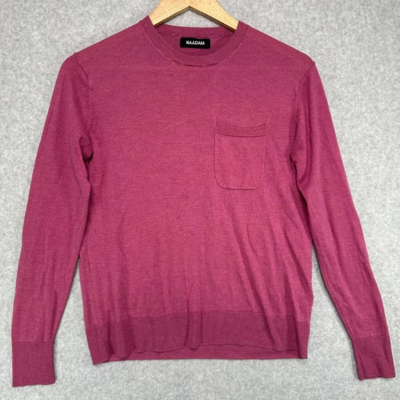 NAADAM Sweaters - NAADAM Women's Pink Silk‎ Cashmere Blend Crew Neck Pocket Sweater Size S